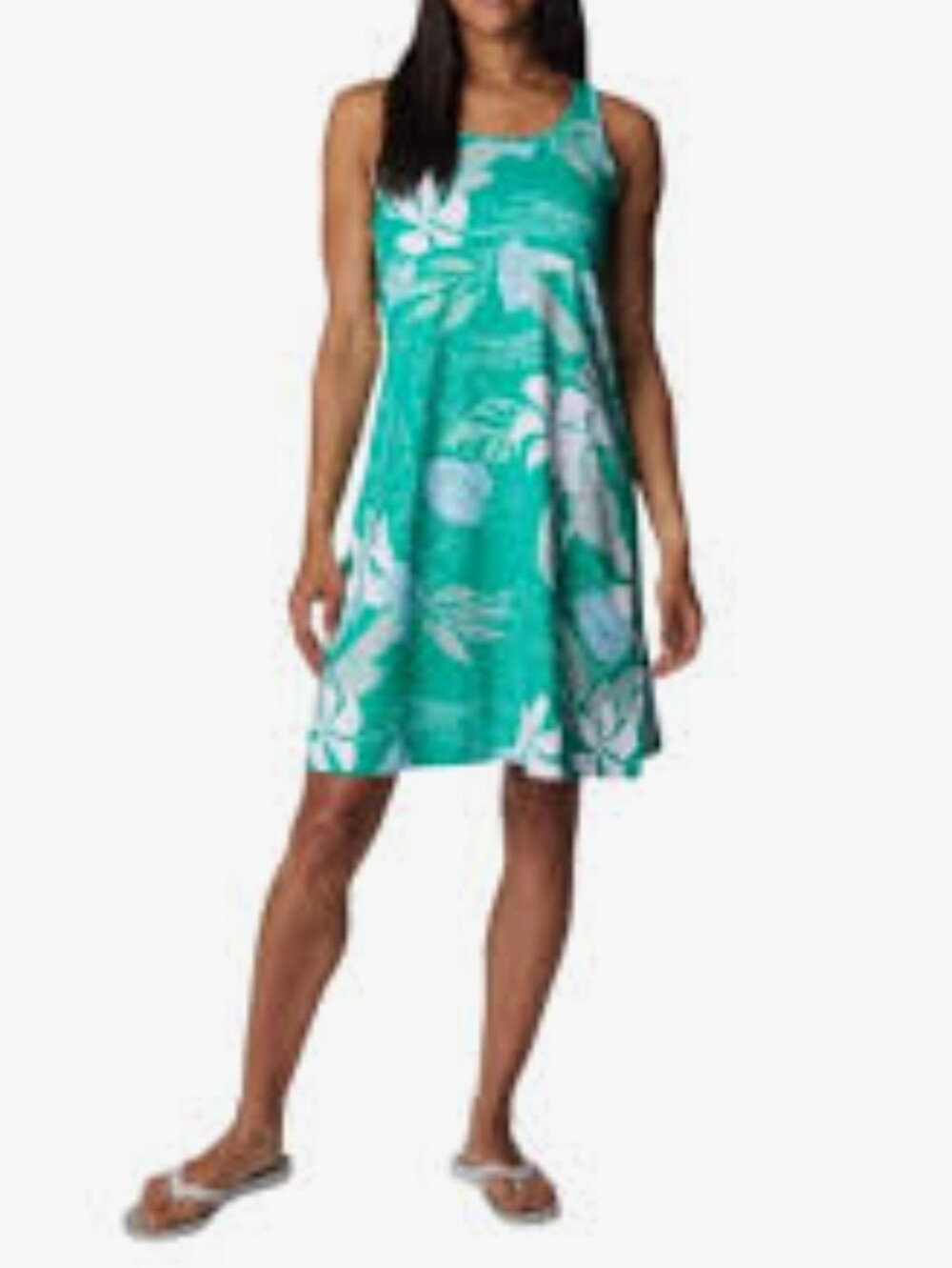 Columbia PFG Green Floral Freezer III UPF 50 Athletic Tank Dress
